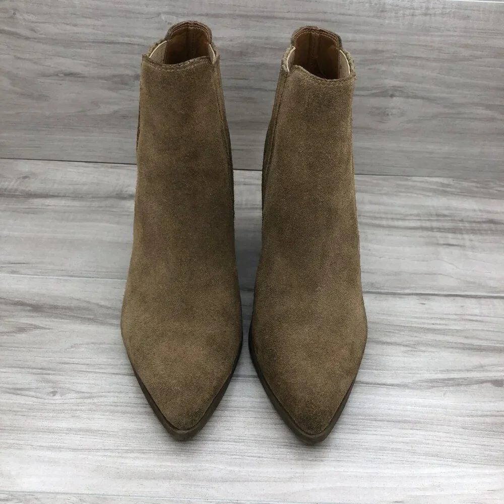 Marc Fisher Ankle Boots Womens 10M Gadri Brown Suede Slip On Booties